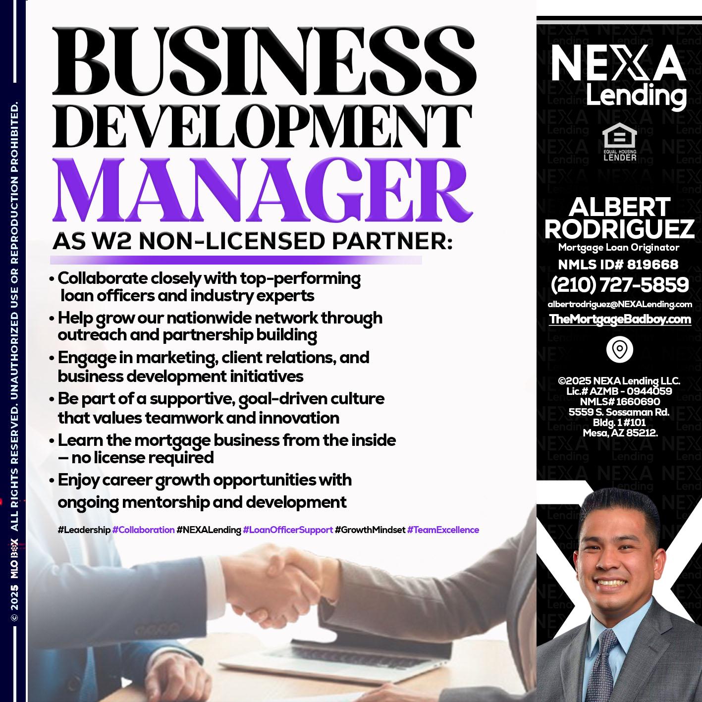 business development - Albert Rodriguez -Mortgage Loan Officer