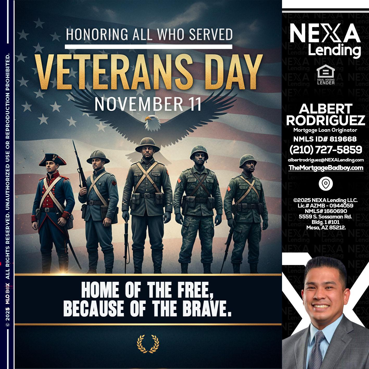Veterans Day - Albert Rodriguez -Mortgage Loan Officer