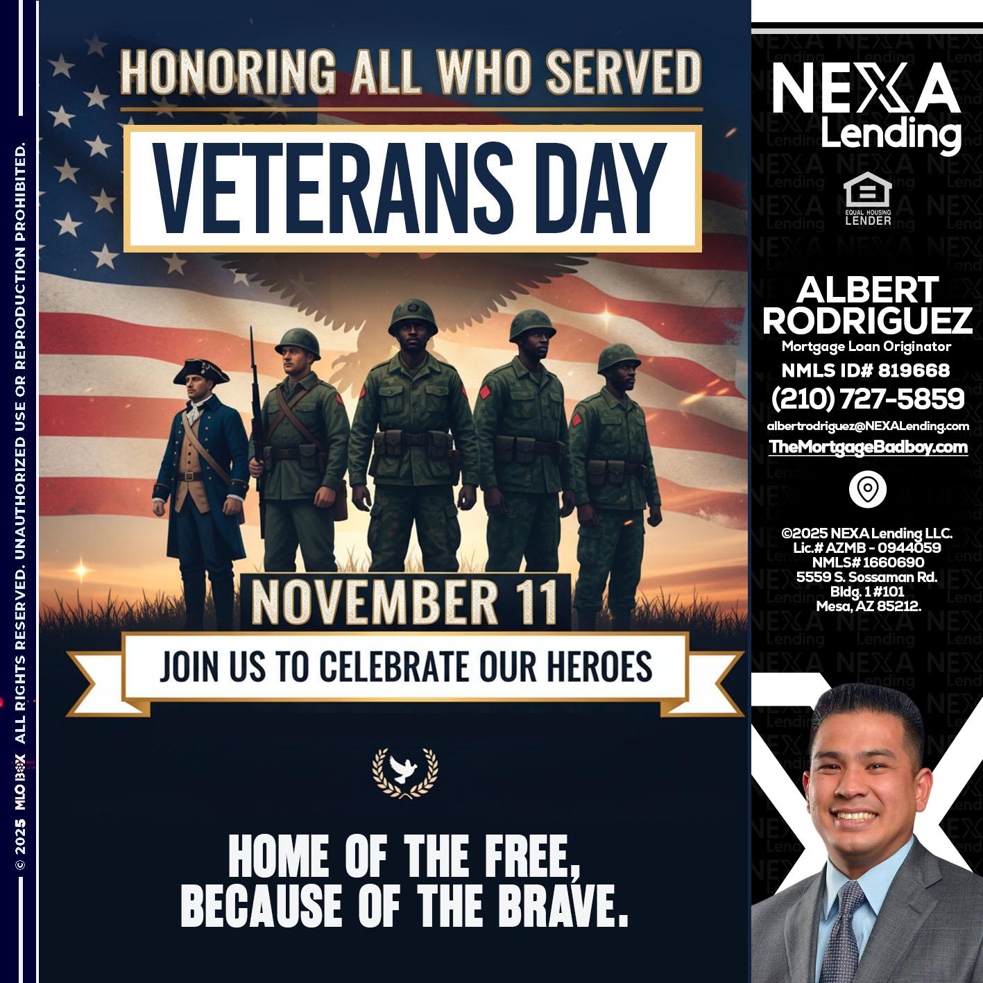 VETERANS DAY - Albert Rodriguez -Mortgage Loan Officer