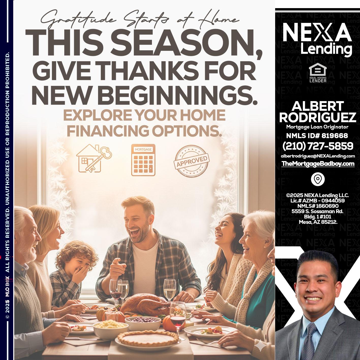 THIS SEASON - Albert Rodriguez -Mortgage Loan Officer