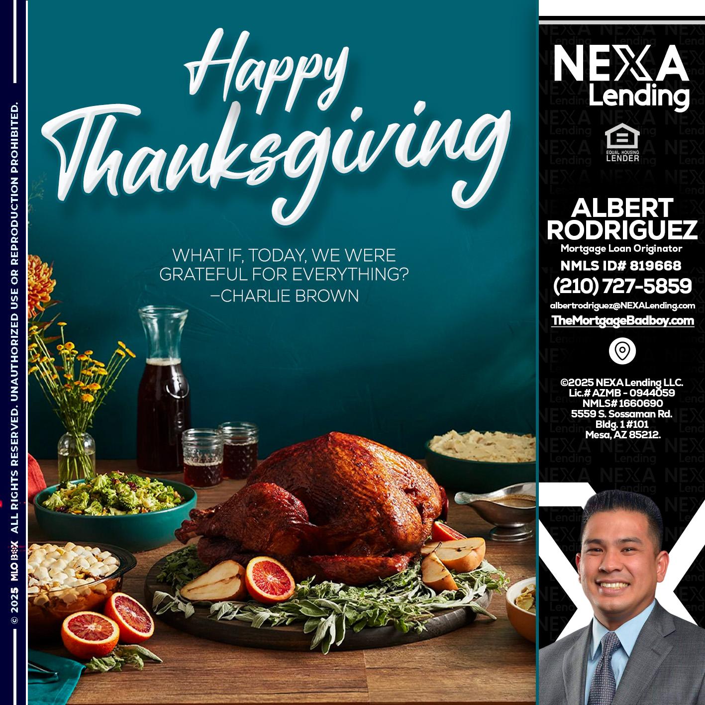 happy Thanksgiving - Albert Rodriguez -Mortgage Loan Officer