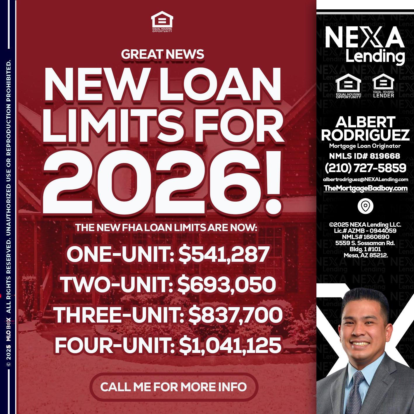 loan limits - Albert Rodriguez -Mortgage Loan Officer