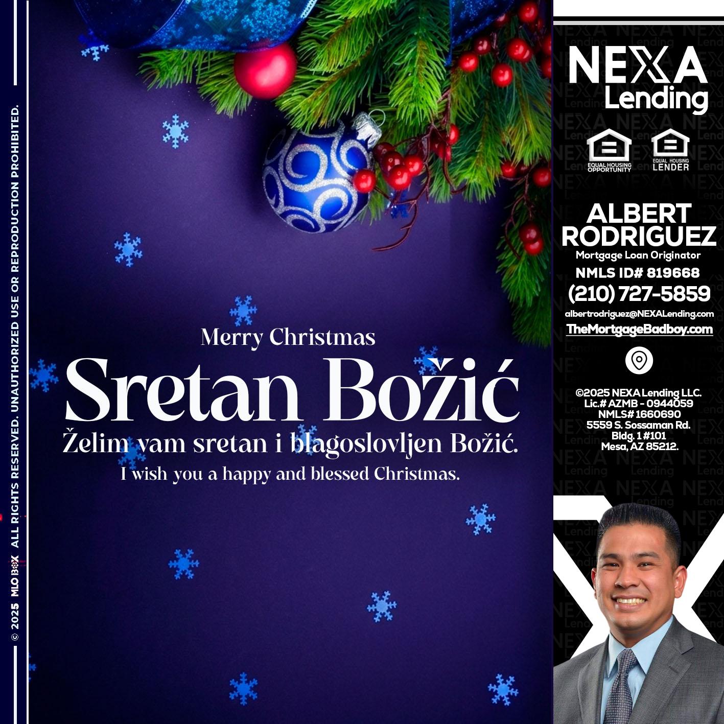 Sretan Božić - Albert Rodriguez -Mortgage Loan Officer
