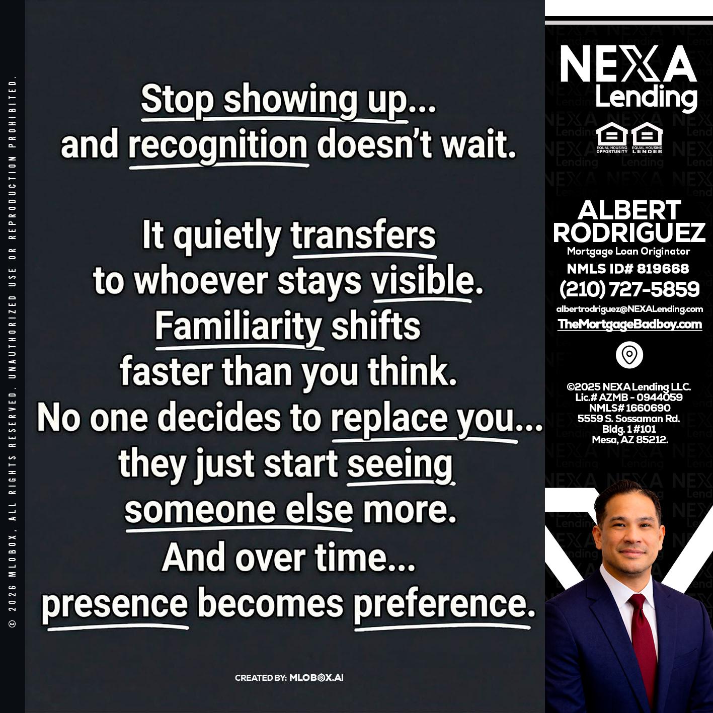 STOP SHOWING - Albert Rodriguez -Mortgage Loan Officer