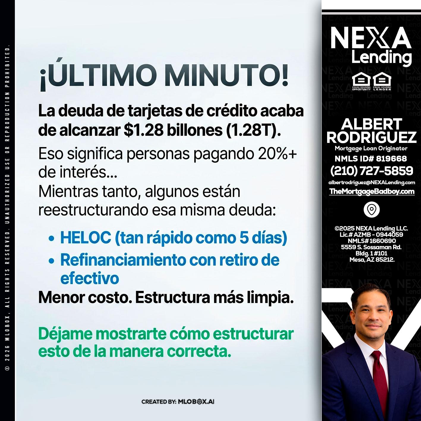 ultimo minuto - Albert Rodriguez -Mortgage Loan Officer