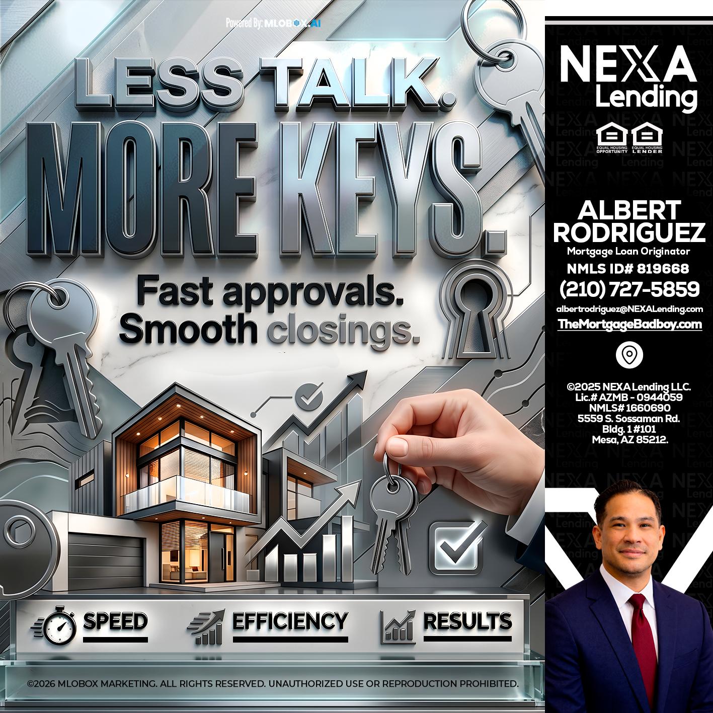 LESS TALK, MORE KEYS! - Albert Rodriguez -Mortgage Loan Officer