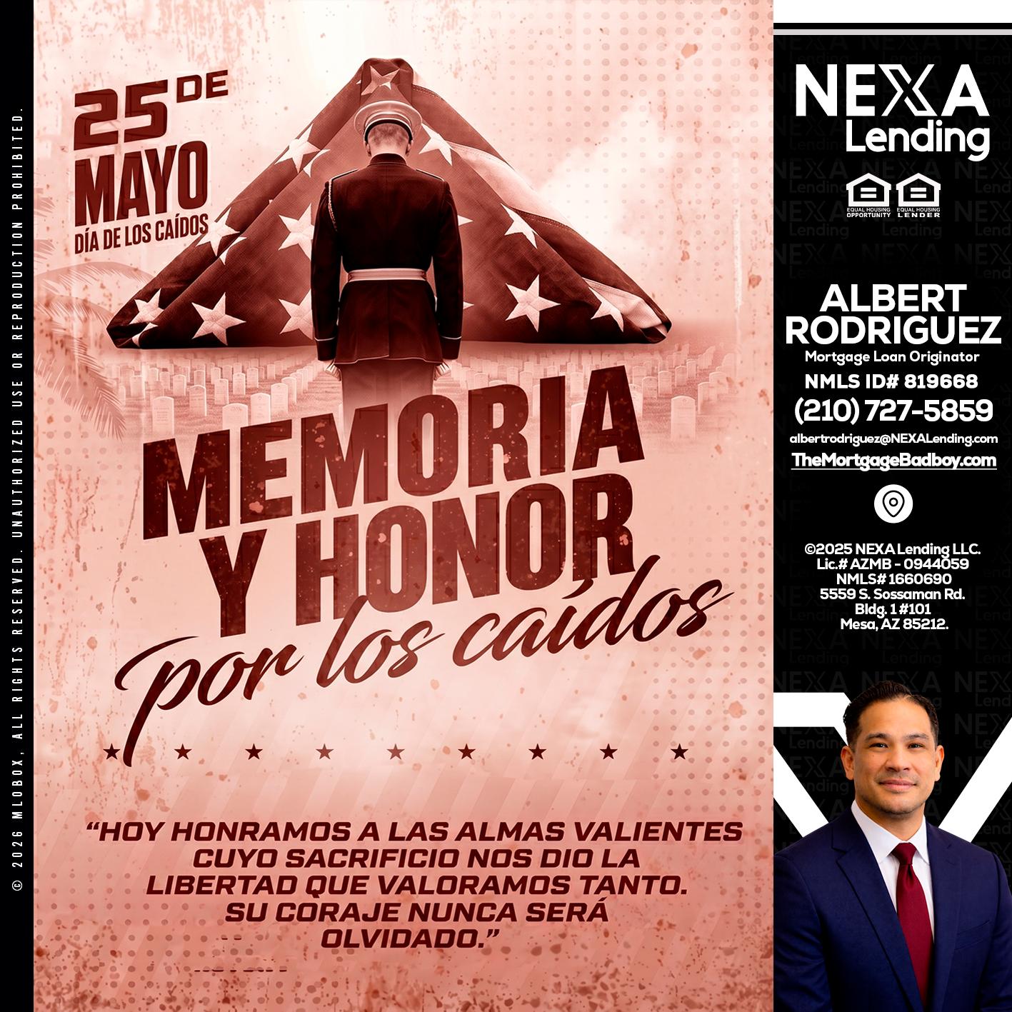 MEMORIA Y HONOR - Albert Rodriguez -Mortgage Loan Officer