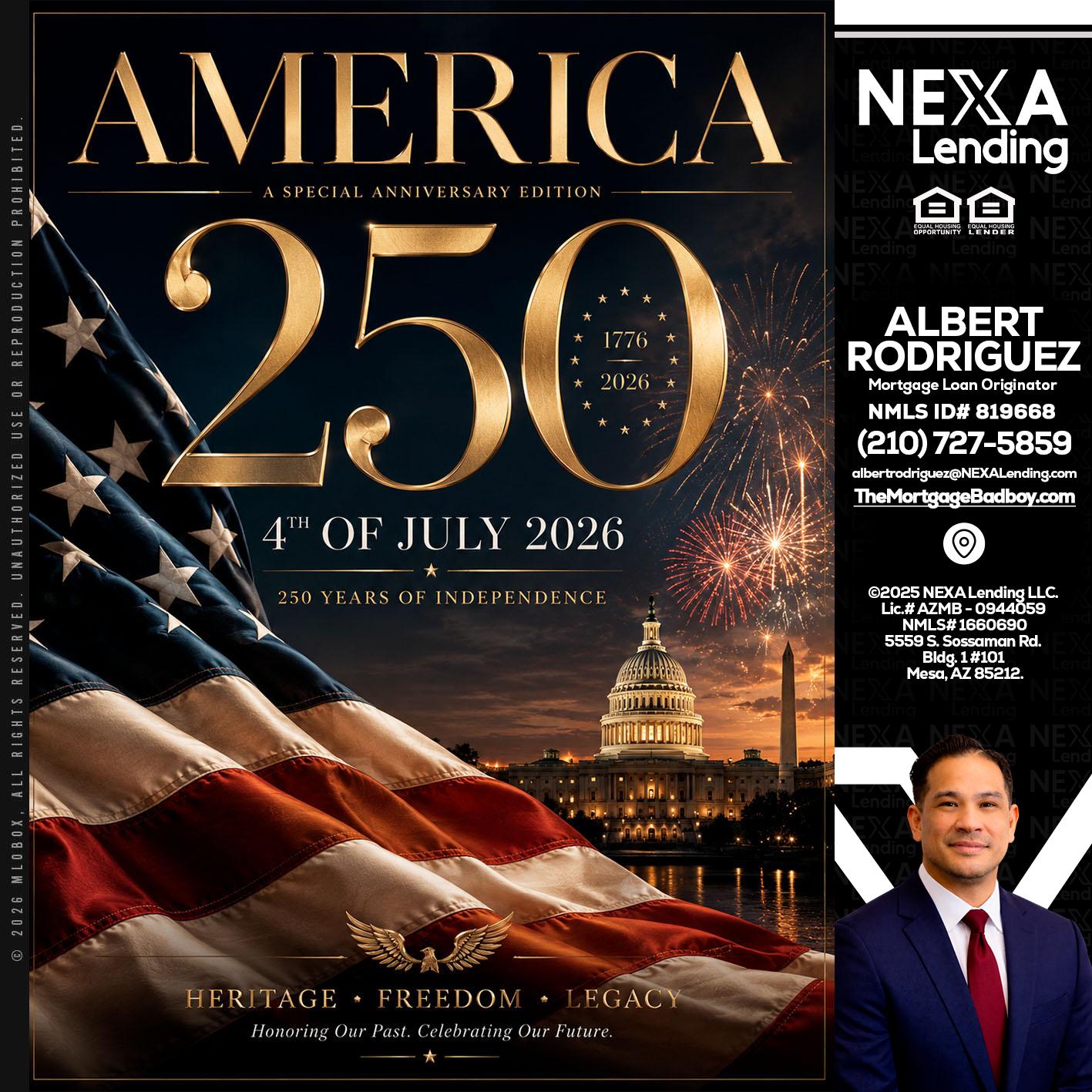 AMERICA 250 TH - Albert Rodriguez -Mortgage Loan Officer