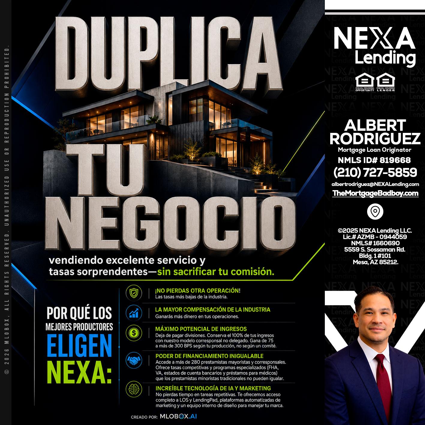 DUPLICA TU NEGOCIO - Albert Rodriguez -Mortgage Loan Officer