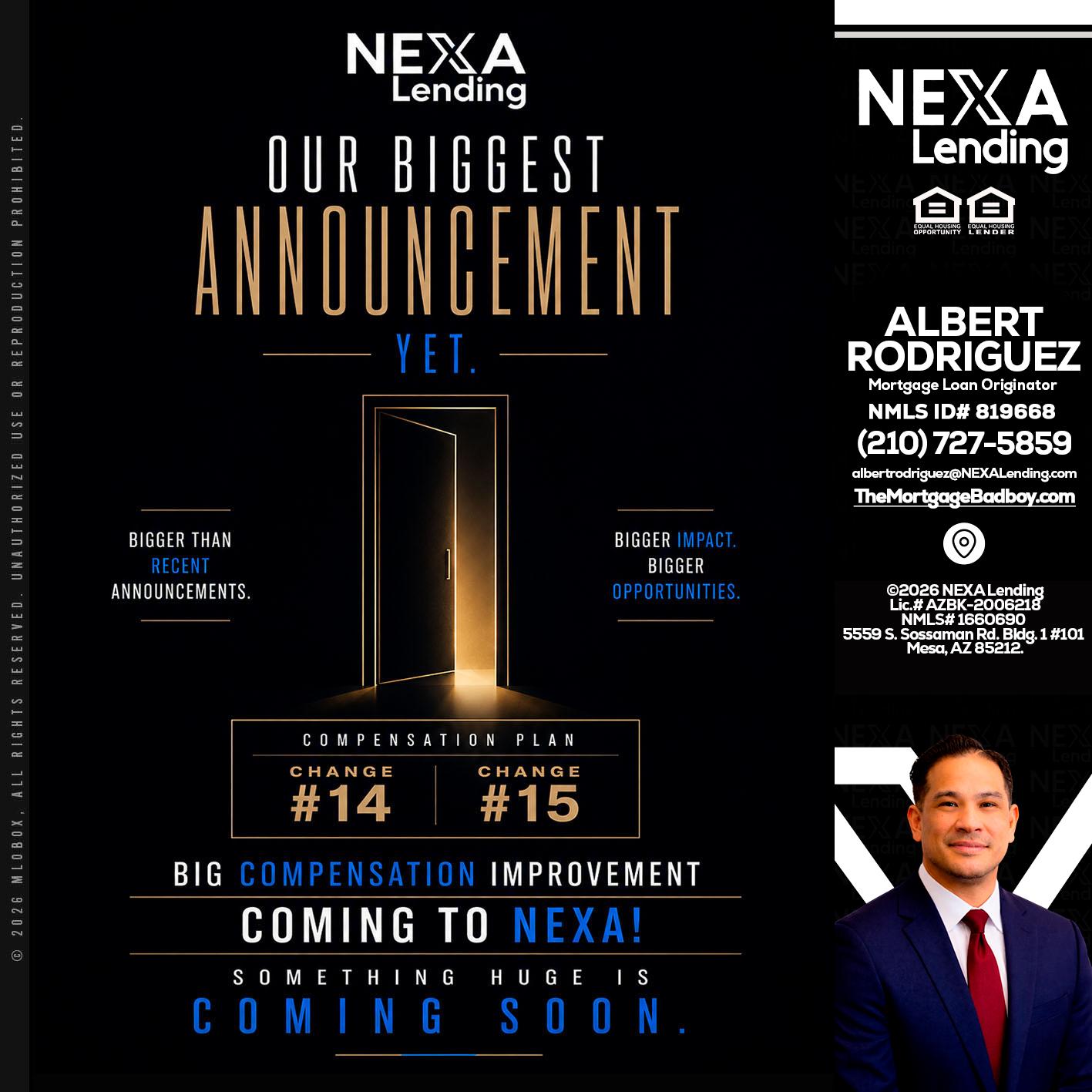 ANNOUNCEMENT - Albert Rodriguez -Mortgage Loan Officer
